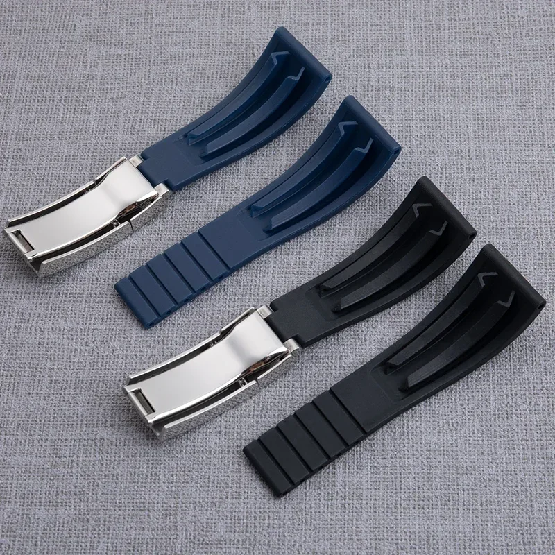 لحزام رولكس لـ DeepSea Sea-dwelsterpertual 20 مللي متر 21 مللي متر حزام ساعة ذو نهاية مسطحة حزام ساعة مطاطي ناعم