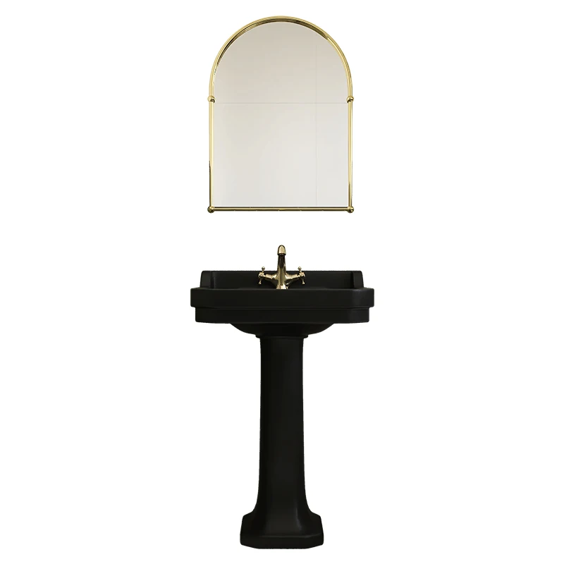 

French retro column basin European washbasin Balcony gold bracket Floor-to-ceiling washbasin