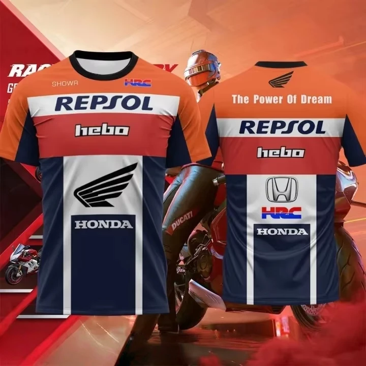 

Мужская быстросохнущая футболка HONDA, летние мотоциклетные повседневные дышащие впитывающие пот топы с короткими рукавами для занятий спортом на открытом воздухе