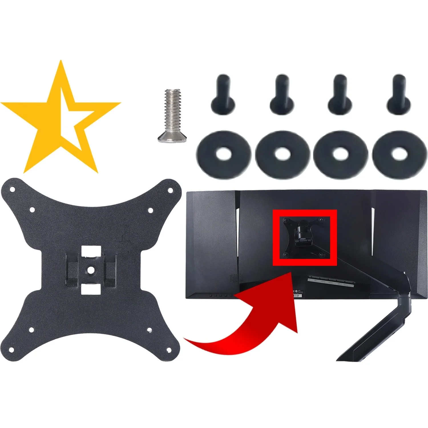 

VESA Mount Adapter for Sceptre C345B-QUT168 C305B-200UN C305W-2560UN C305W-2560UN1 C255B-FWT240 Bracket Mounts to Stand / Arm