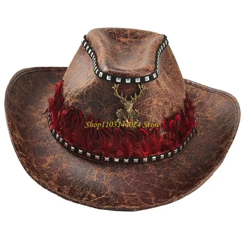 N5KE Stylish Cap Feathered Victorian Look Dress Hat For Medieval Fair LARP Outfits