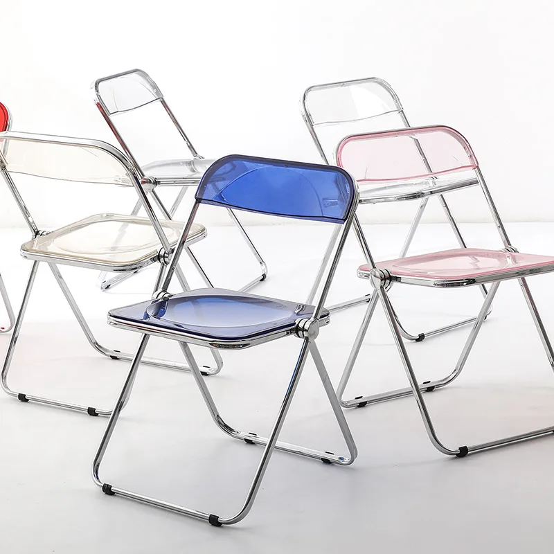 Transparent ，Acrylic fashion Internet celebrity clothing store photo chair Simple household ins dining  Folding chair