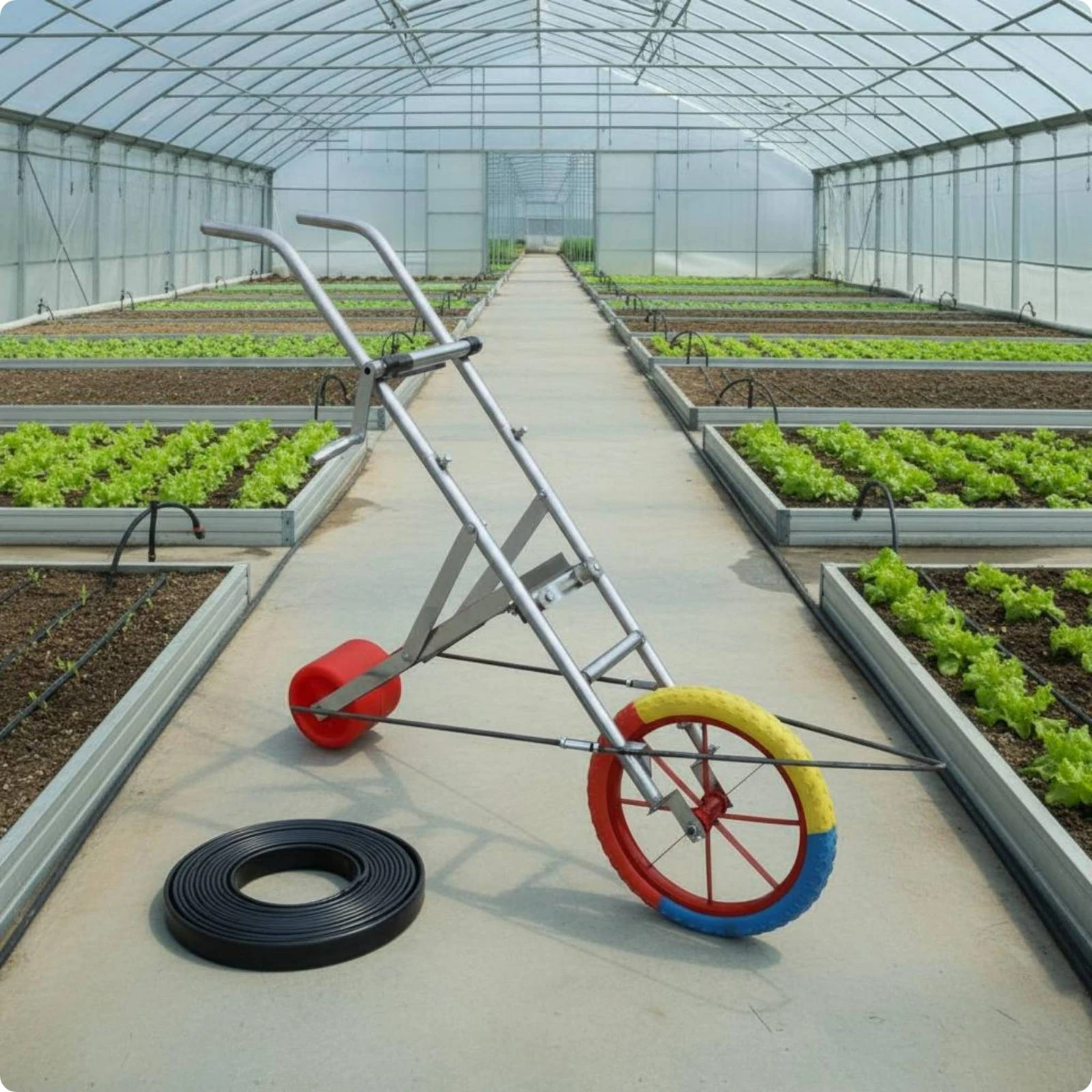 

Irrigation Tape Winder Wheeled Design Manual Hose Reel Carrier Push Hose Reel Carrier Wheels Outdoor Tool Easy to Roll for Farm