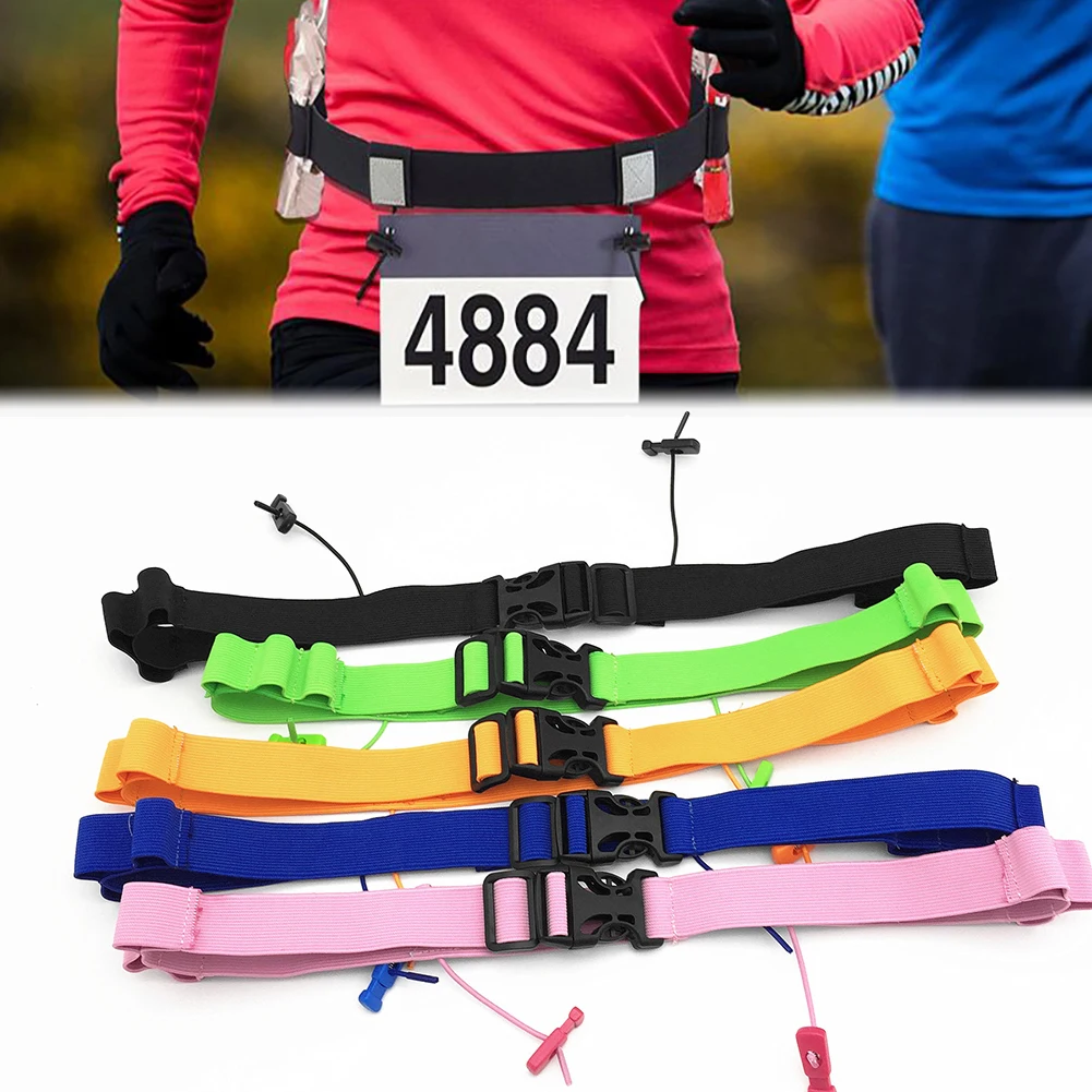 80-100cm Marathon Athlete Number Belt Race Number Waist Holder with Reflective Strips for Triathalon Marathon Running Cycling