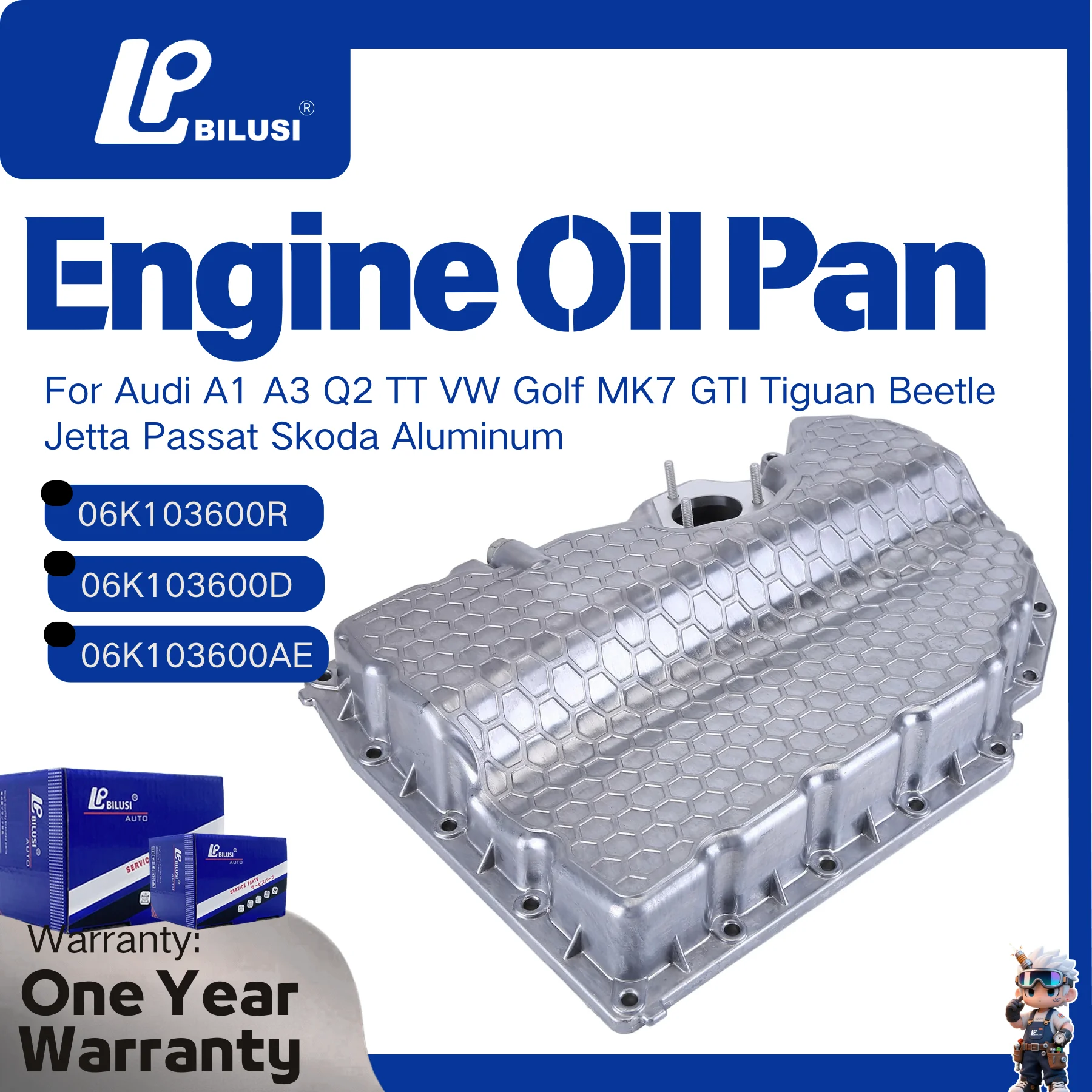 

Engine Oil Pan 06K103600R,06K103600D,06K103600AE For Audi A1 A3 Q2 TT VW Golf MK7 GTI Tiguan Beetle Jetta Passat Skoda Aluminum