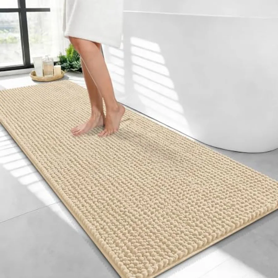 

Thick Bathroom Runner Rugs 47x24, Extra Soft Absorbent Chenille Bath Rugs, Rubber Backing, Machine Wash Dry, Long Bath Mats for