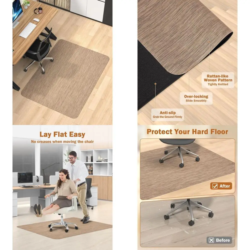 

Коврик для стула из твердой древесины 40x55 дюймов, большая противоскользящая защита стола для офисного стула на колесиках, коврик из ПВХ, красно-коричневый