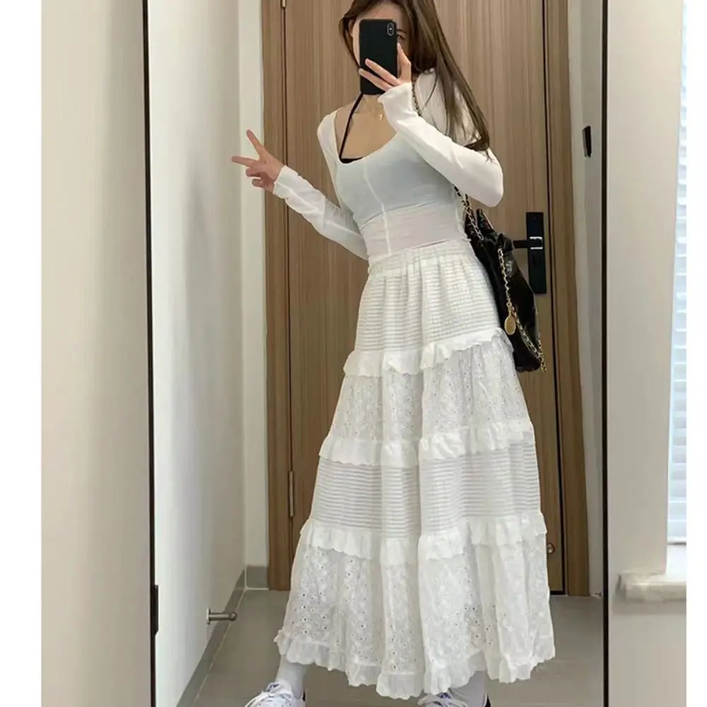 

Classic Tiered Long Skirt A-Line Elastic Waist Maxi Skirt Flowy Boho Skirt 2024