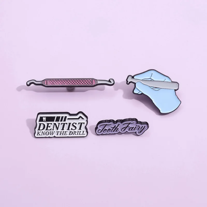 Creative Tooth Enamel Brooch Future Dentist Avocado Scalpel Bow Toothbrush Rabbit Fruit Princess Tooth Badge Punk Pins Jewelry