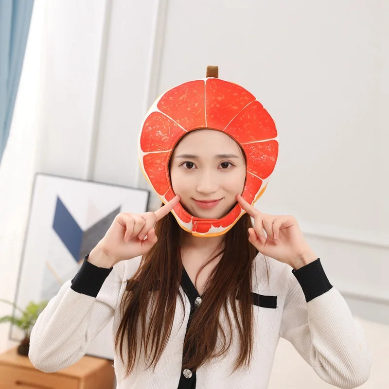Sombrero de pomelo estampado corto, diadema de felpa, accesorios para fotos, accesorios para retrato, tocado de dibujos animados