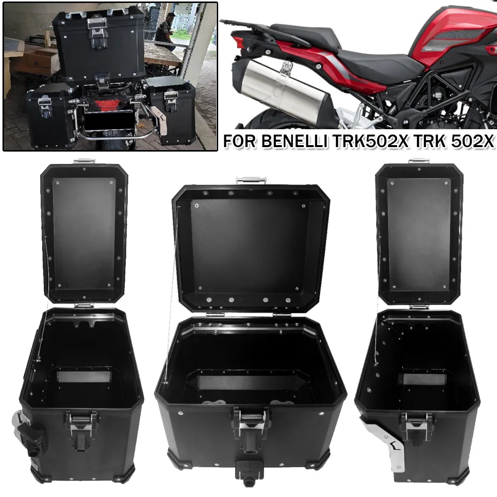 

Motorcycle Aluminum Panniers Tail Top Case Rack Mount Luggage Box Steel Bracket With Key Cylinders For Benelli TRK502X TRK 502X