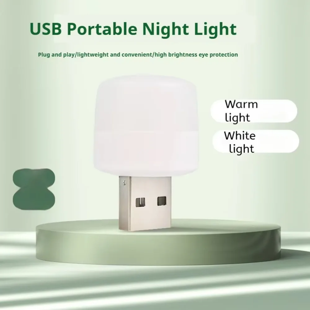 USB Night Light LED Bedroom Sleep Lamp Energy Saving Eye Care Table Lamp Rechargeable Warm White Light for Home Bedside