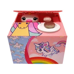 Money Stealing Unicorn Piggy Bank Cartoon Novel Eating Money Stealing Cat Piggy Bank Children Toy Piggy Bank Christmas Gift Box