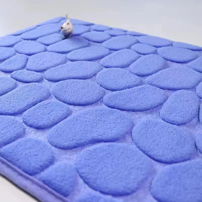 

3D Bathroom Anti-slip Mat Pebble Patterned Absorbent Pad Bath Mats Doormat Carpet Cobblestone Embossed Door Floor