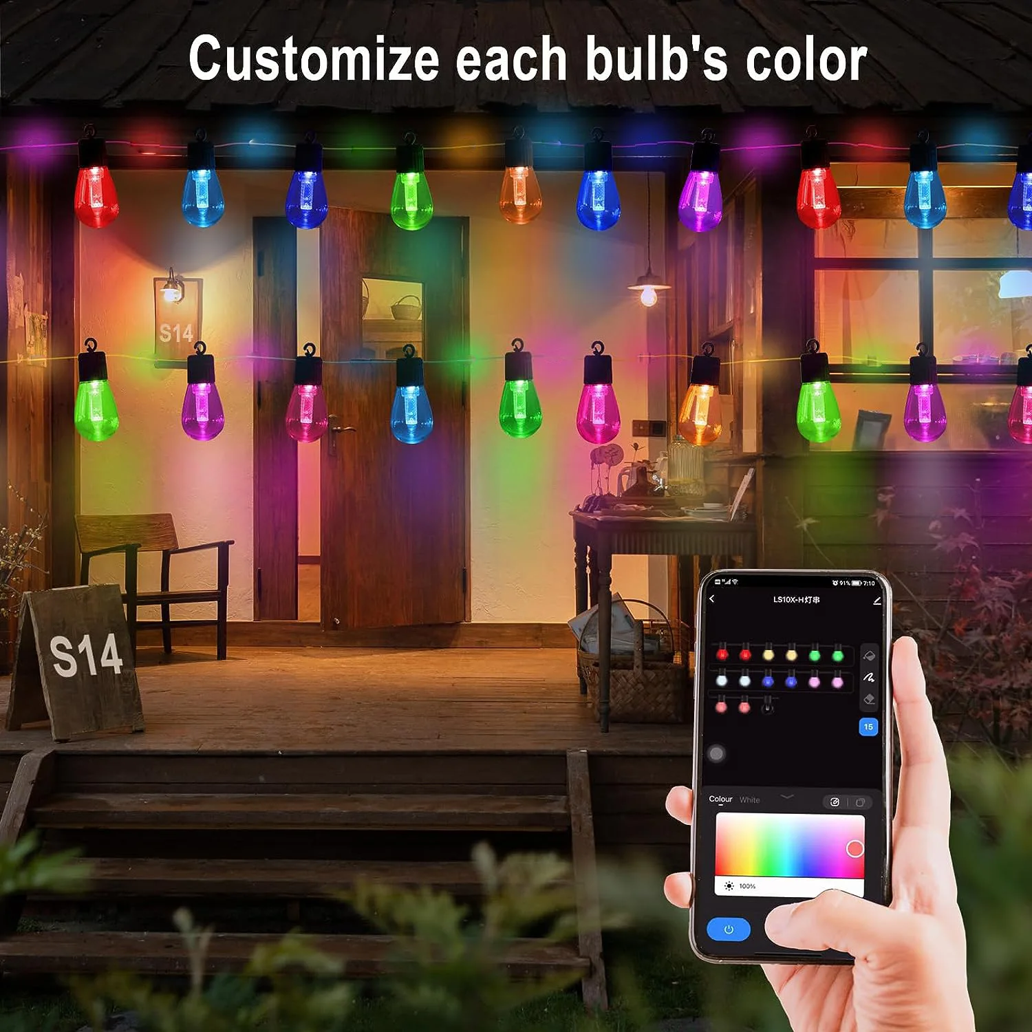 Natale campeggio cortile luci Decorative Smart App telecomando catena di illuminazione impermeabile soffitto baldacchino ambiente luce