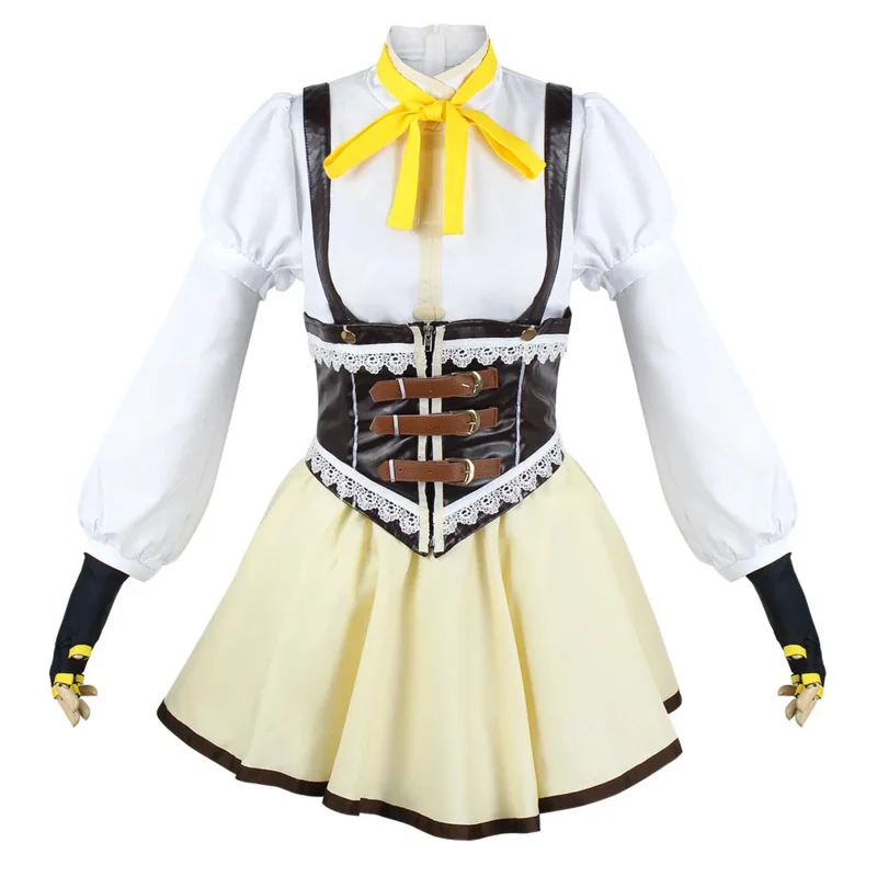 

qq38Аниме Puella Magi Madoka Magica Magic Girl Косплей Костюм Парики Наборы Tomoe Mami Girls JK Школьная форма