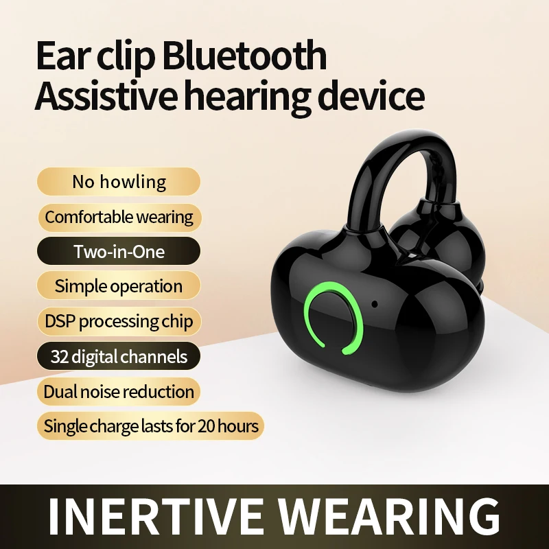 

Rechargeable Single-ear Ear-Clip Hearing Booster Bluetooth Earphones Noise Reduction Sound Amplifier Earbud For Elderly Gift