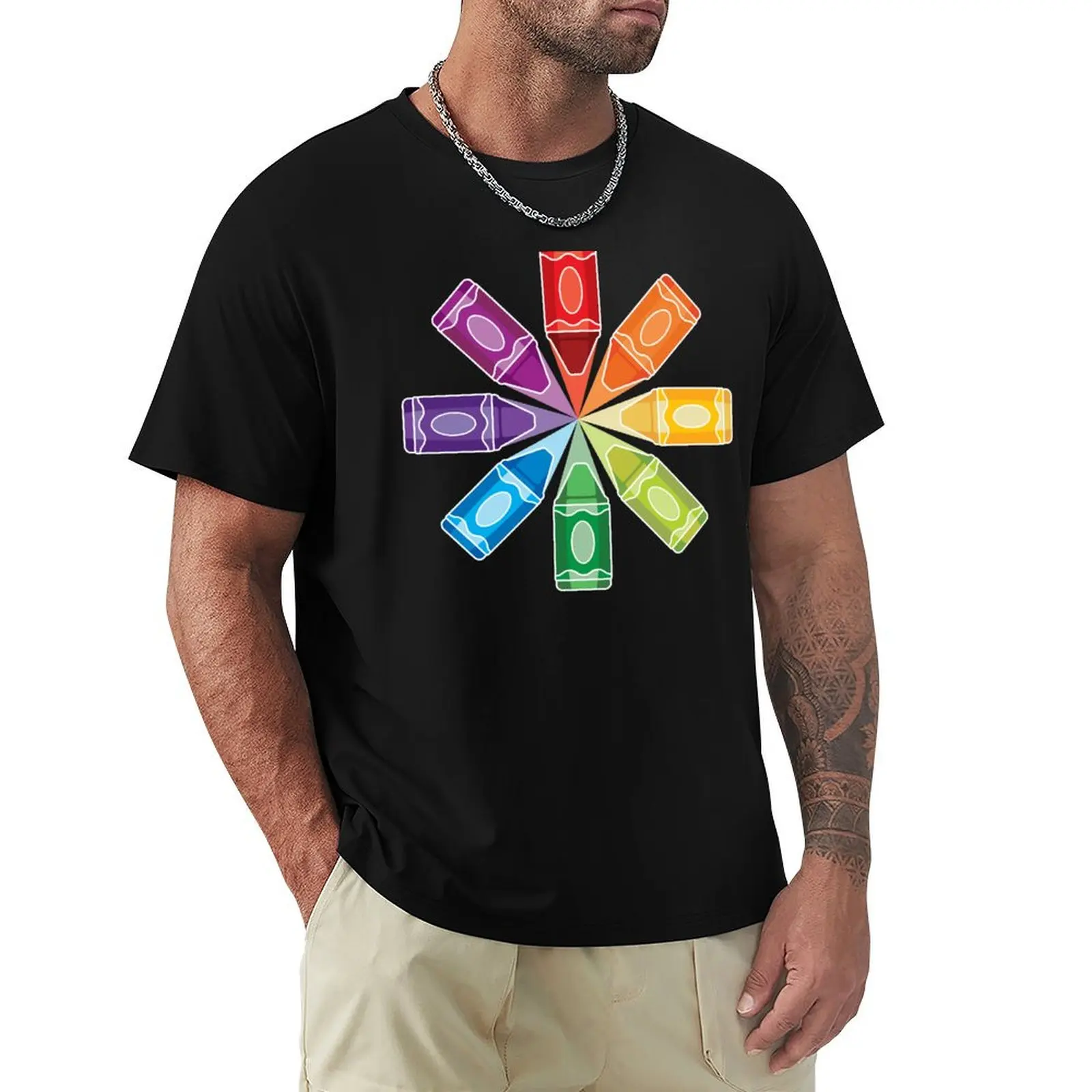 Crayon Burst T-Shirt Casual Trendy Streetwear Tee Shirt