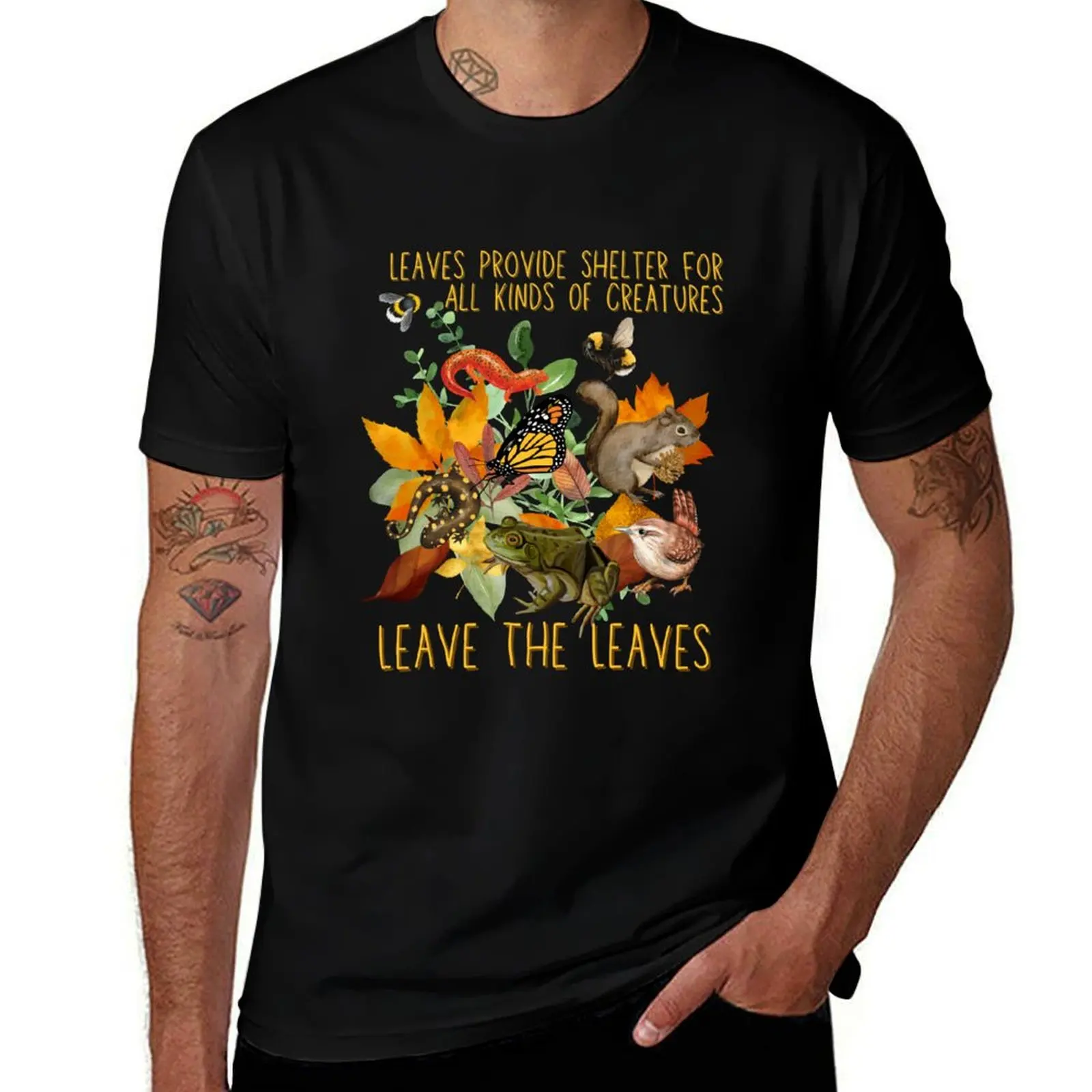 Leaves Provide Shelter For All Kinds Of Creatures Colorful Design T-Shirt Work Wear Short Sleeve T-Shirt