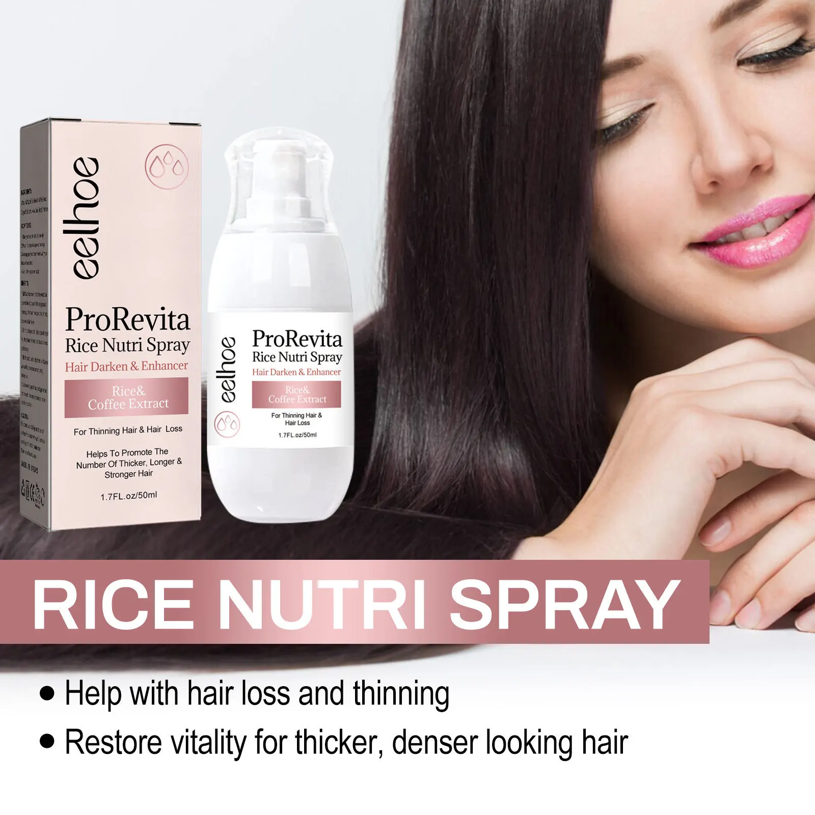 Rice Dense Hair Spray For Regrowth Frizzy Dry Hair Thickener Strengthening Nourish Scalp Treatment Repair Damage Hair Care Spray