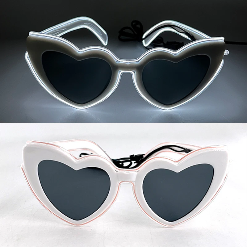 LED leuchtende herzförmige Sonnenbrille für Frauen, Katzenaugen-Stil, Retro-Brille, Junggesellenabschied, Kostüm, Brillen, Brautparty, Deko – Detail 11