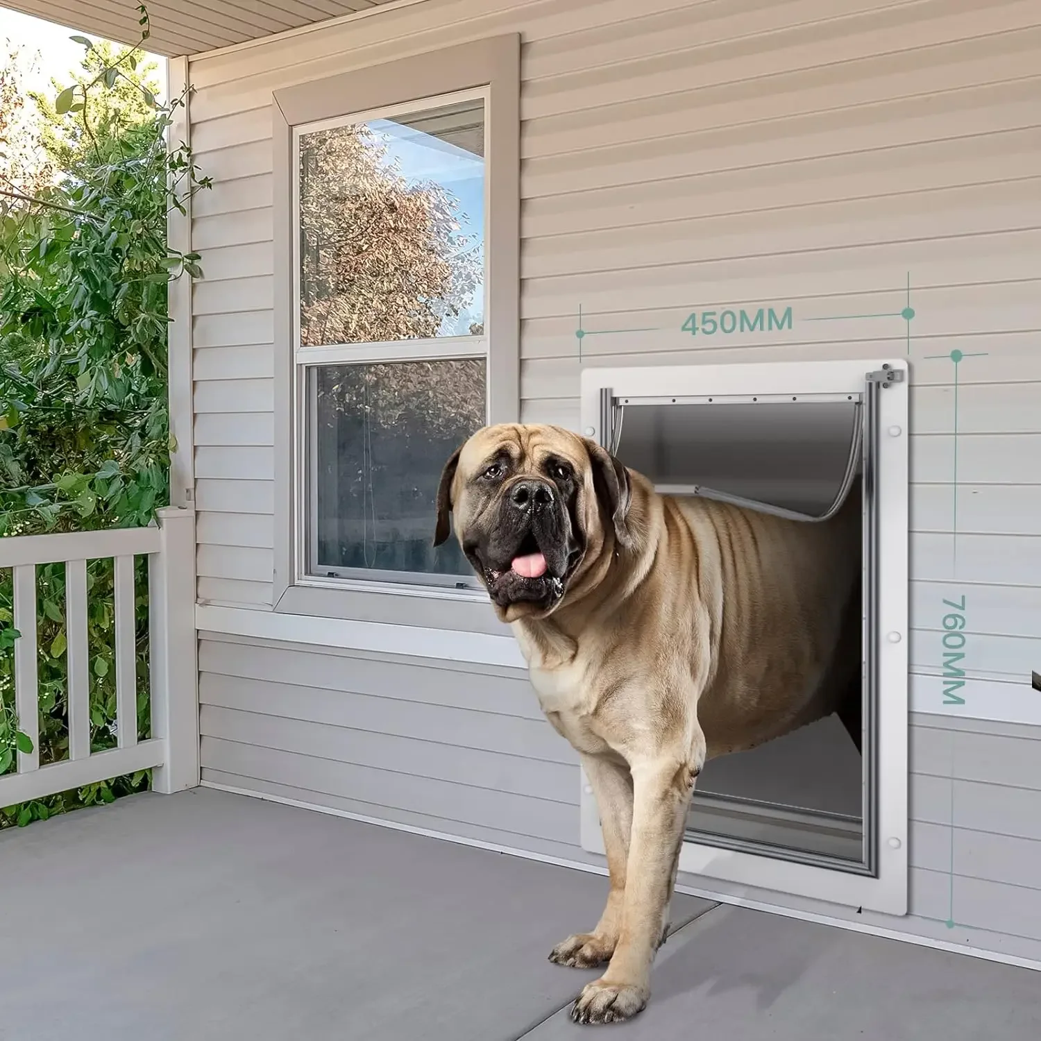 3-Flap Pet Door for Wall, Steel Frame and Telescoping Tunnel, Aluminum Lock, Double Flap Dog Door and Cat Door,
