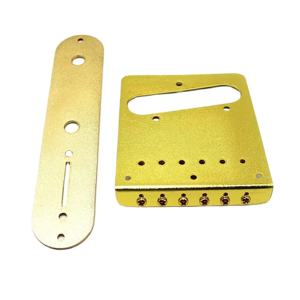 6 String Roller Saddle Bridge and Control Plate for TL Electric Guitar with Carving Decorative Pattern Strings Through Bridge