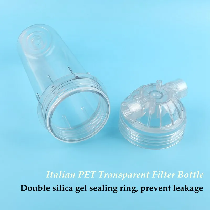 10 inch Italian Transparent Bottle Water Purifier Food Grade PET Double Sealing Ring Pressure Filter Cartridge Filter Bottle