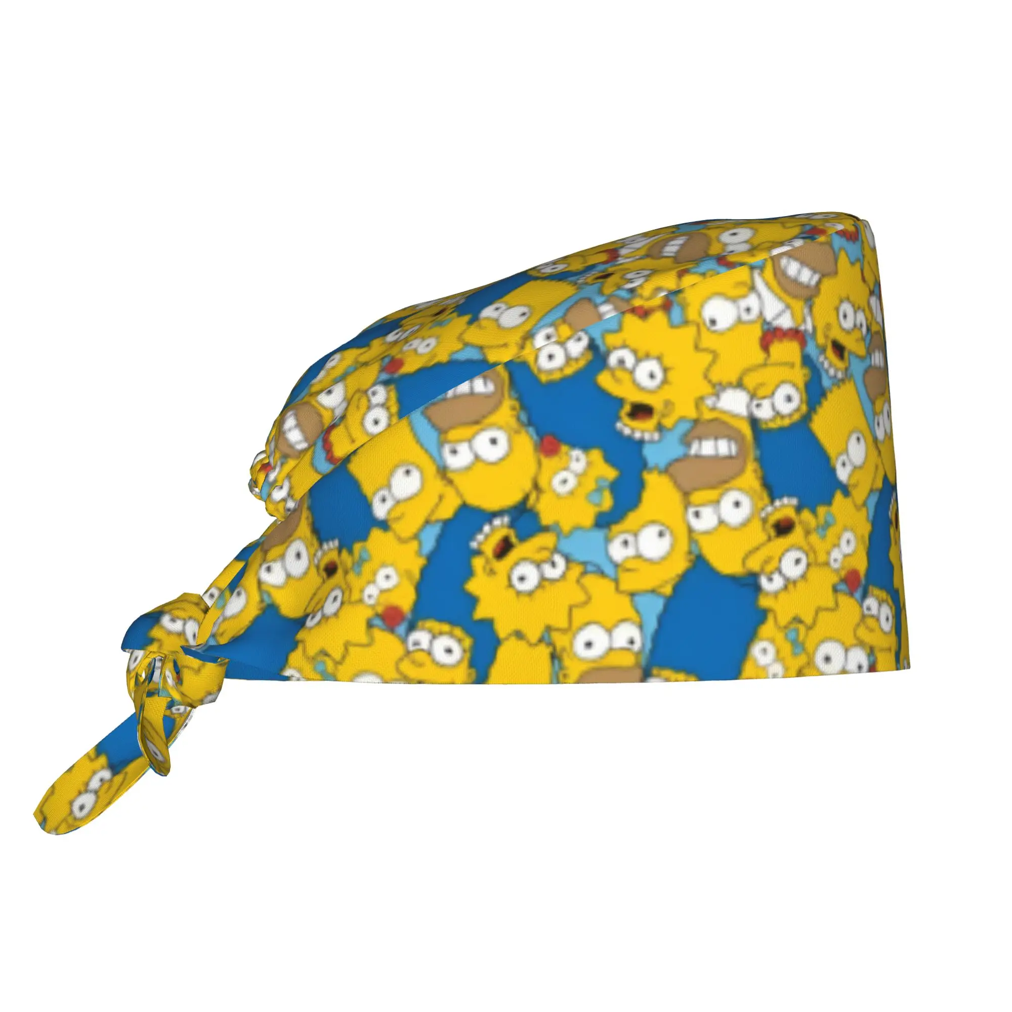 Custom S-Simpsoned Anime Cleaning Working Cap Cool Men Women Homer Manga Scrub Cap Surgicals Hat Nurse Scrubs Hat For Dentist