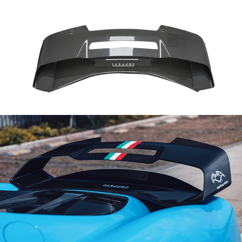 Dry Carbon Fiber Rear Spoiler Body Kit for Ferrari 296 GTB Rear Wing Car Rear Trunk Spoiler Boot Wing Spoiler