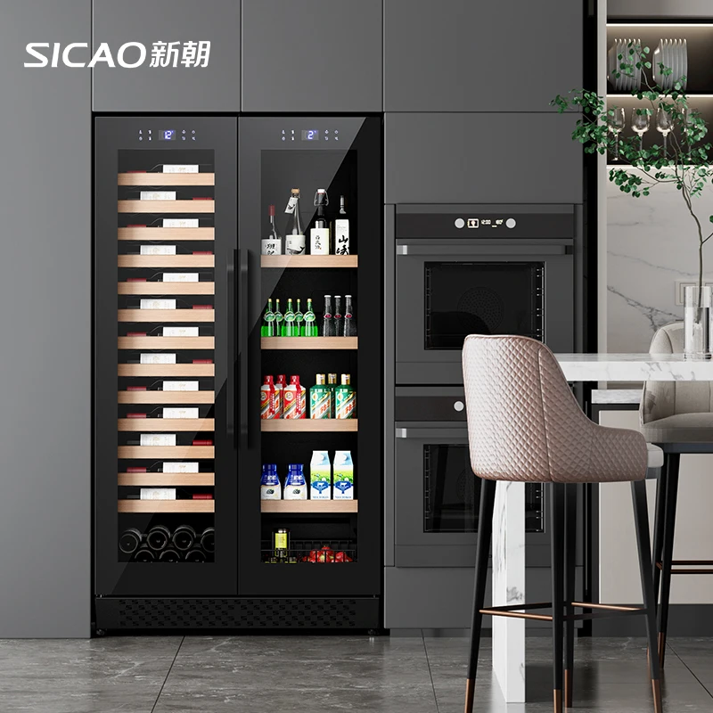 

Luxury Black Dual Temperature Refrigerator Cabinet Home Hotel Electric Large Capacity Wine Beverage Coolers