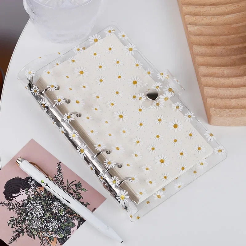 

Cute Little Daisy Transparent Pvc Loose-leaf Notebooks and Journals Cover A6 A7 Binder Diary Planner Notebook School Stationery