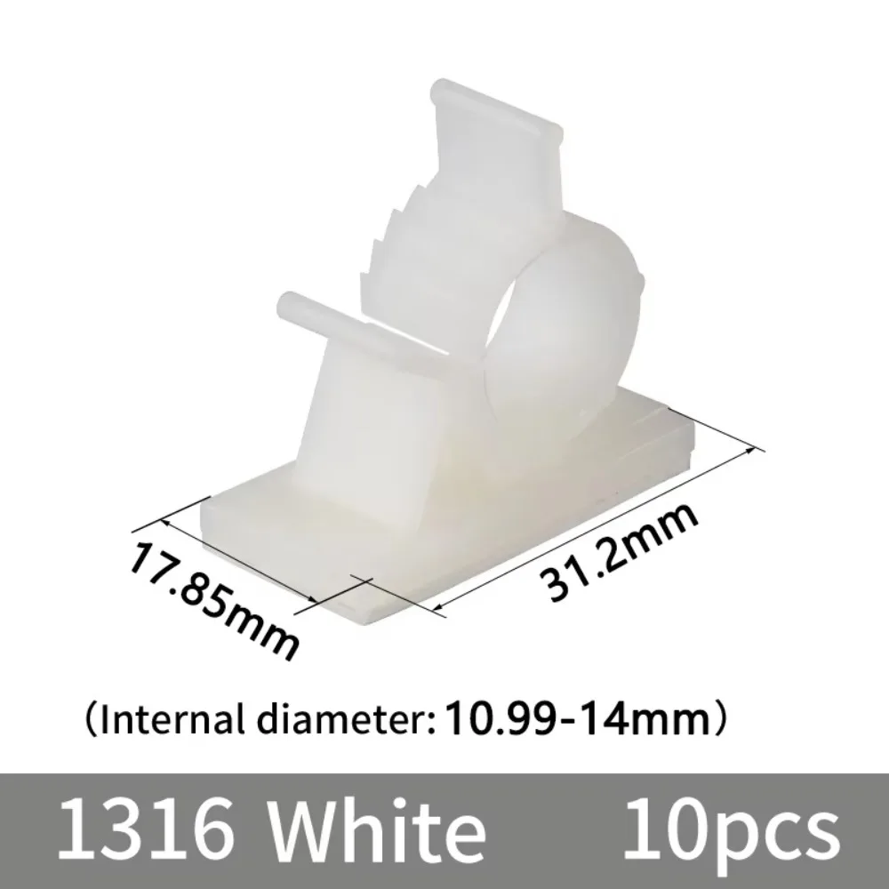 10Pcs Plastic Cable Organizer Clips Self-Adhesive Adjustable Cable Tie Mounts R-Shaped Clamp Tool-Free Installation