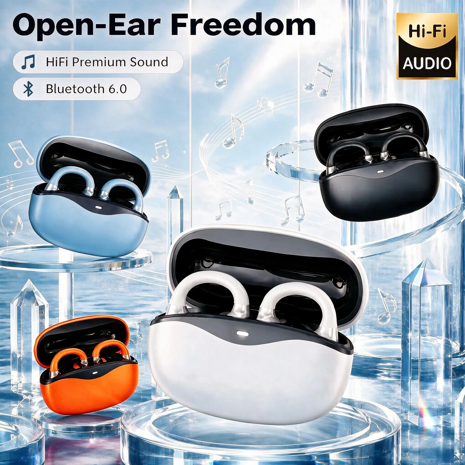 OWS Ear Clip Wireless Earphones Bluetooth 6.0 low latency Low Power Consumption HiFi Audio 120H Standby Open Ear Headphones