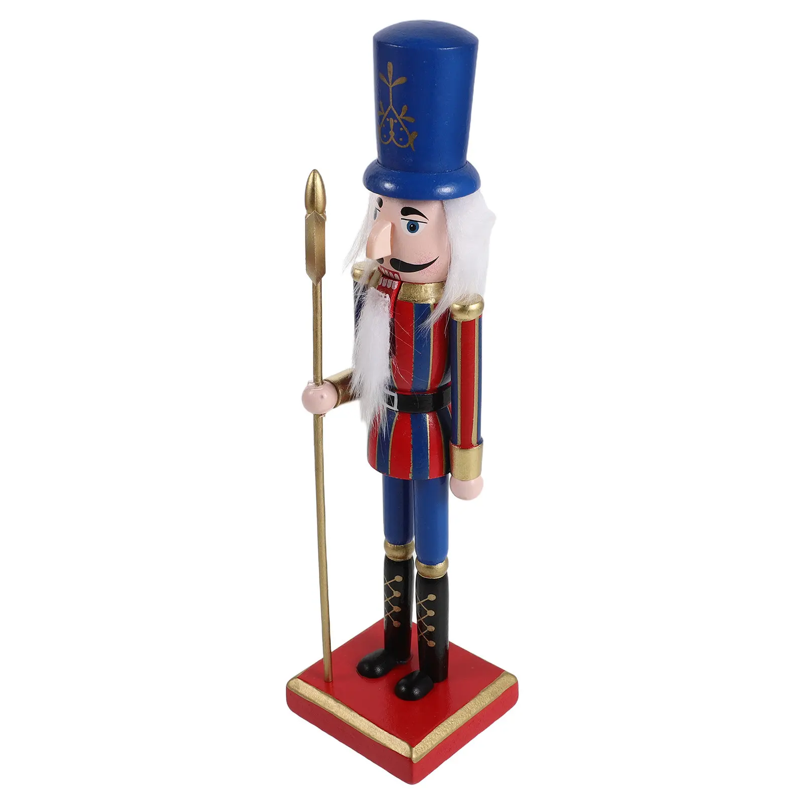 9.8 Inch Wooden Nutcracker Soldier Christmas Circus Decoration Hand Painted Holiday Nutcracker Ornament for Fireplace Shelf Xmas