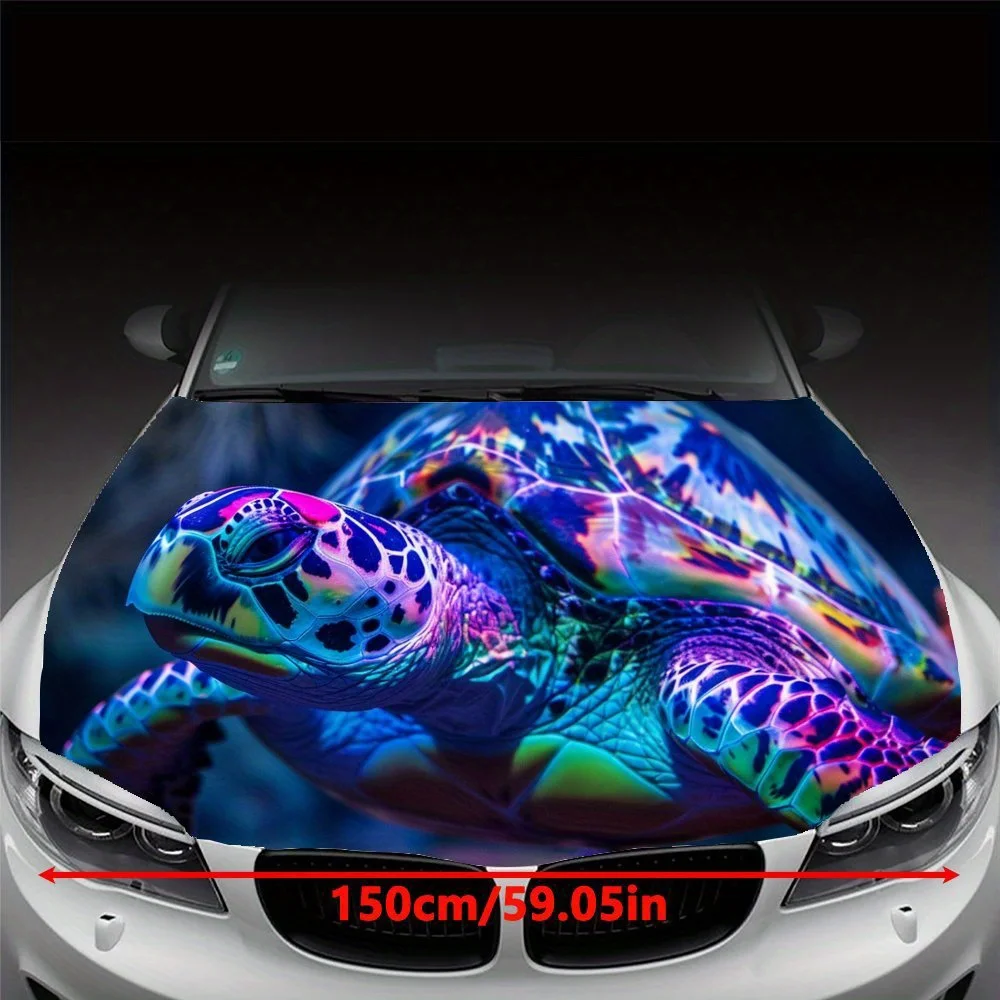 Colorful Sea Turtles of The Underwater World Car Hood Sticker, Durable Car Paint Set for Most Vehicles, Self Adhesive Waterproof