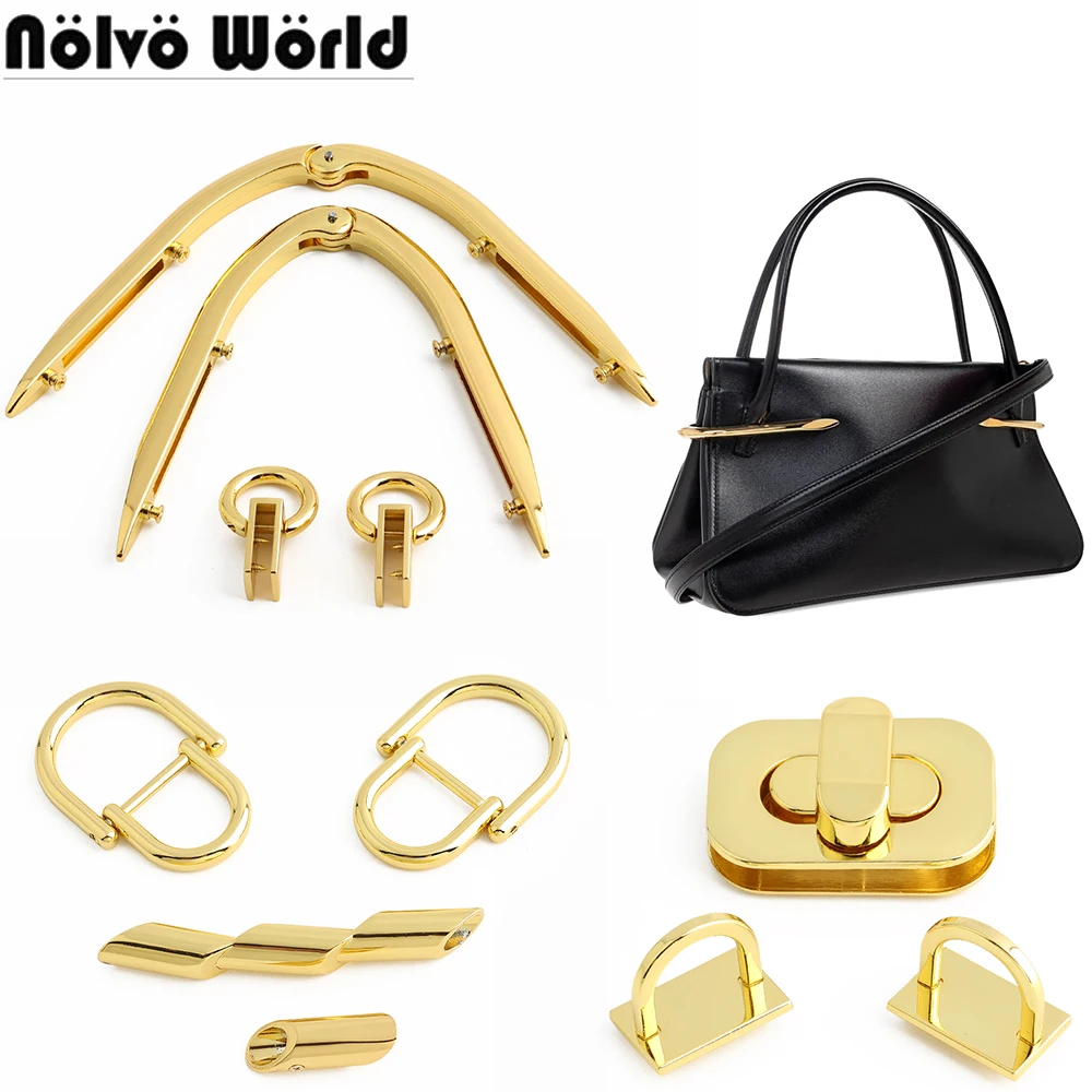3/10Sets K gold,Satin gold Metal Buckle Bag Turn Twist Lock For Webbing Tail Clip Key Fob Handbag Shoulder Side Clip Accessories