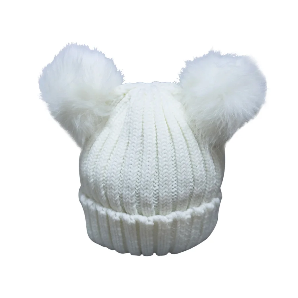 

Knitted Hat Women Winter Beanie Chunky Knit Pom Decor Warm Comfortable Fit Fashionable Streetwear Headwear Accessory