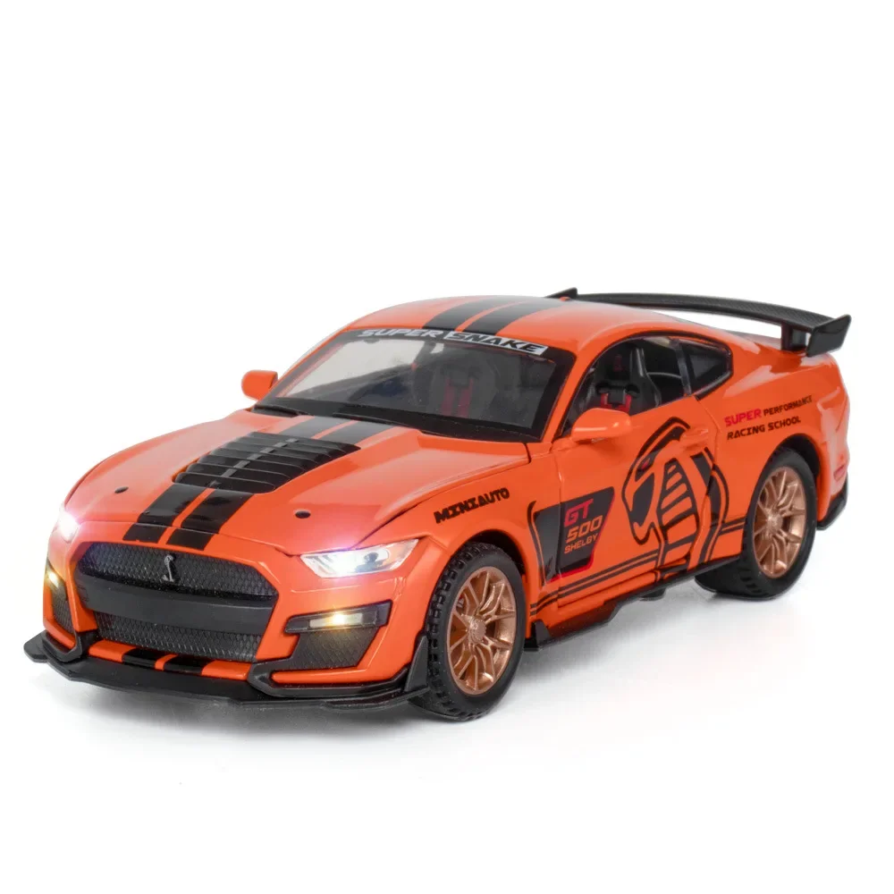 1:32 Ford Mustang Shelby GT500 Alloy Car Model Diecast Metal Toy Car Model Simulation Sound and Light Childrens Gifts A900