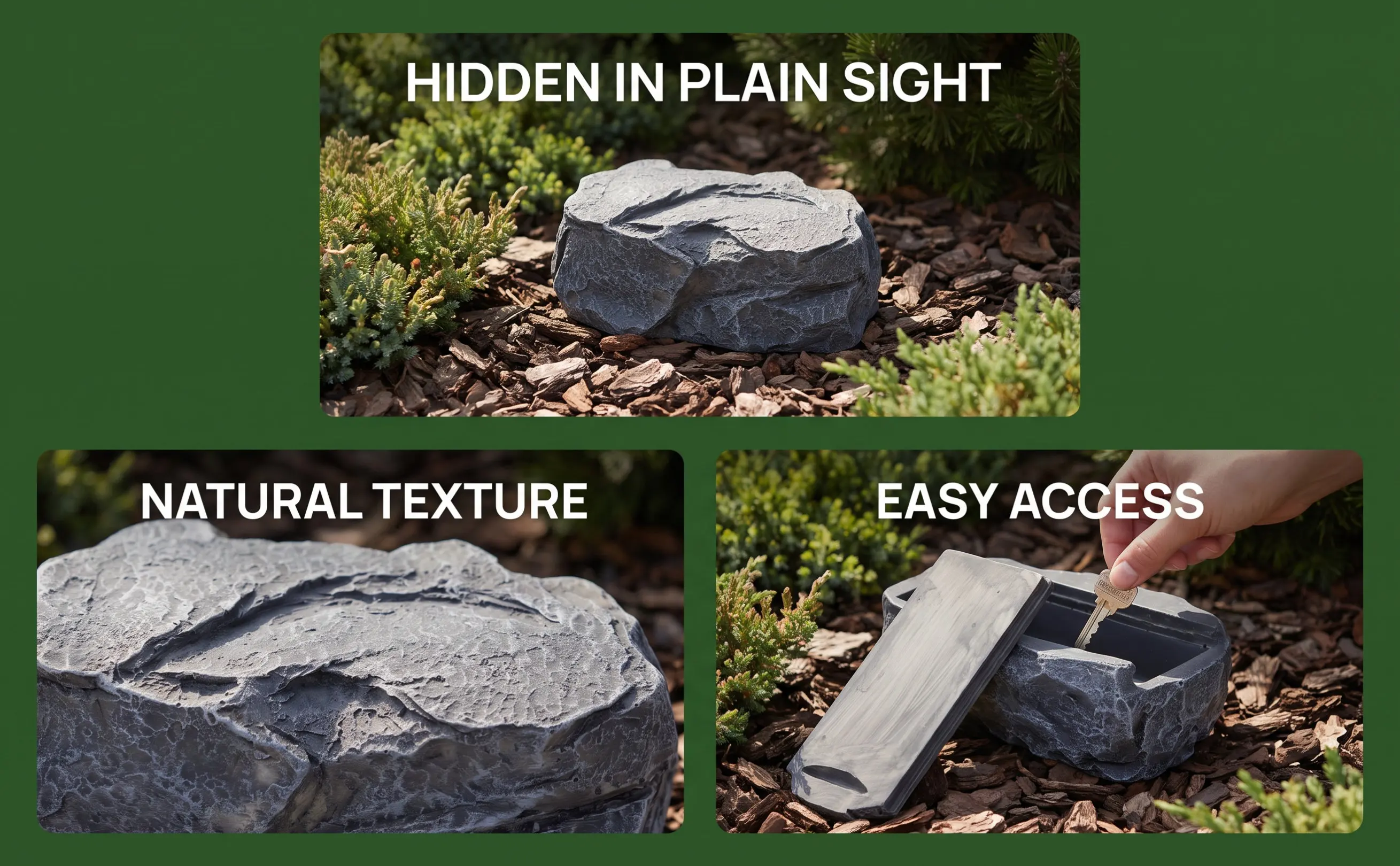 Outdoor Key Holder Garden Key Hider Simulation Stone Decor Resin Hidden Storage Box for Keys Money Small Items Door