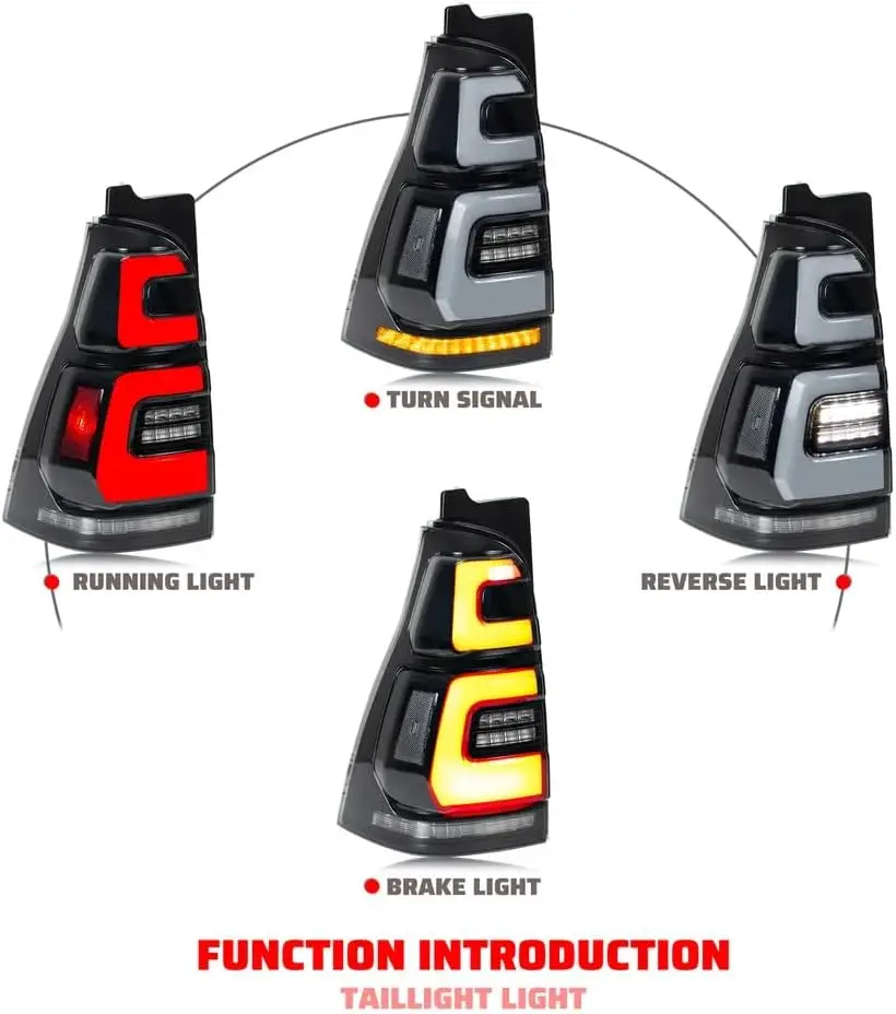 LED Tail Light Assembly for Toyota 4Runner 4th GEN 2003-2009 3D Start-up Animation Turn Signal Black OffRoad Rear Lamp Accessory