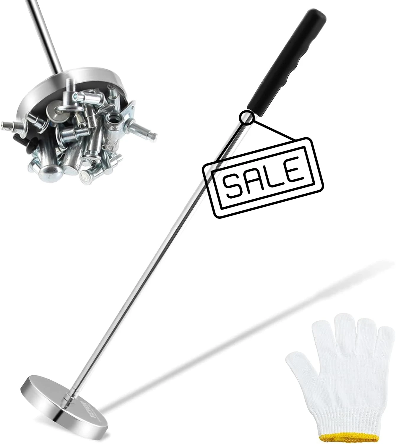 

35LB Pull Capacity Strong Magnet, Retractable Handle 8.9 to 33.3 inch Pick up Nails Screws Metal Parts