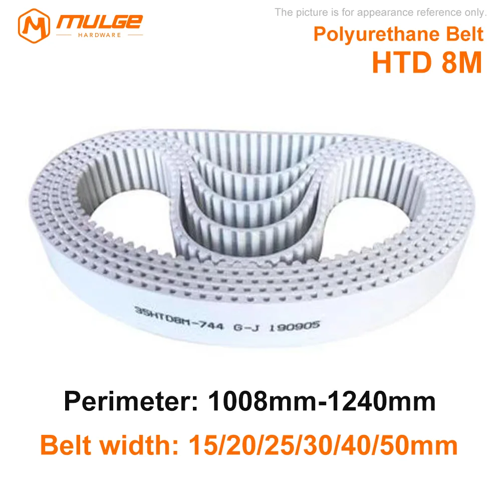 

HTD 8M PU Timing Belt Width: 10/15/20/25/30/40mm White Polyurethane Toothed Belt 1200mm-1395mm Closed Loop Gear Belt