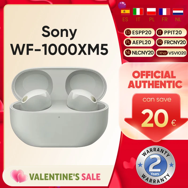 Original Sony WF-1000XM5 Sans Fil Anti-Bruit Écouteur BluetUnvétérans wn 5.3 avec Microphone IPtage Étanche Écouteurs