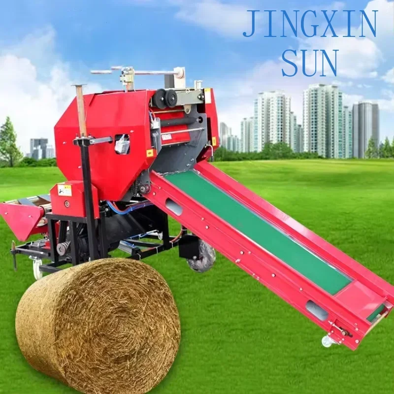 ماكينة مكبس ومكبس مستدير صغير معتمدة من CE ، ماكينة تغليف القش ، الكتلة الحيوية الرطبة ، غلاف القش ، مكبس السيلاج