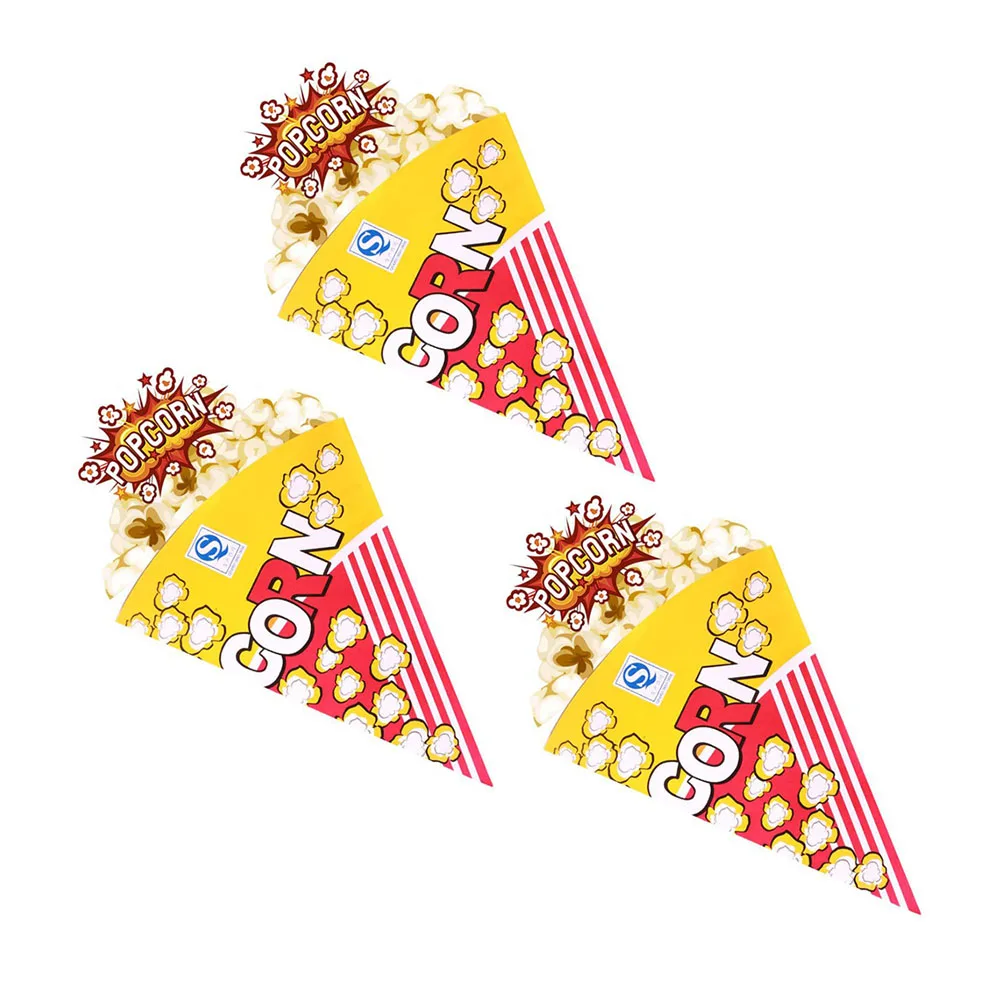 

100 Pcs Popcorn Paper Bag Cone Wedding Decor Food Snack Bags Triangle Container