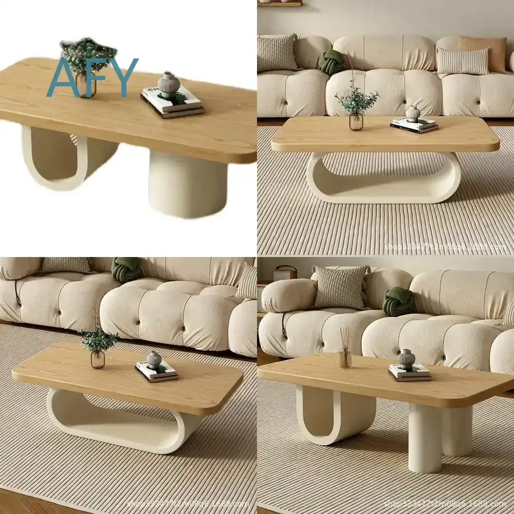 New Zealand Imported Cream Wind Solid Wood Coffee Table for Living Room Modern Simple Creative Square Tea Table for Home Use