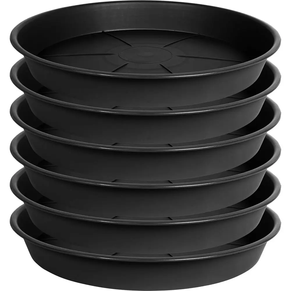 6-Pack Plant Saucer Tray for 4-25 Inch Pots, Heavy-Duty Plastic, Suitable for Indoor and Outdoor Use
