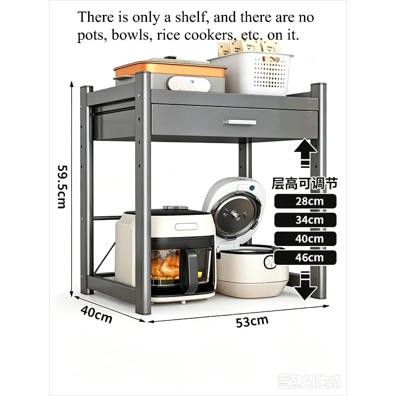 Kitchen Microwave Oven Shelf Double Multifunctional Pull-out With Drawer Countertop Storage Rack Household Oven Holder