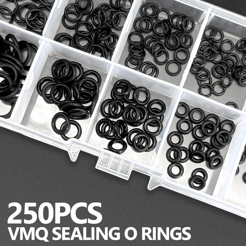 Black Silicone O-Ring Set CS1/1.5mm Seals 4/5/6/7/8/10mm Waterproof Oil-Proof Gasket For DIY Faucet Plumbing Machine Repair